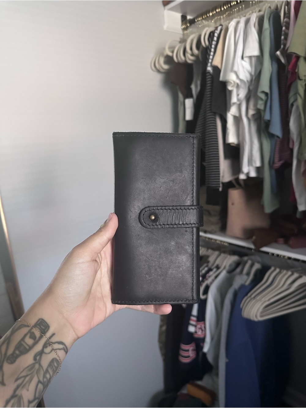 Portland Leather Goods Trifold Wallet (Smooth Black)